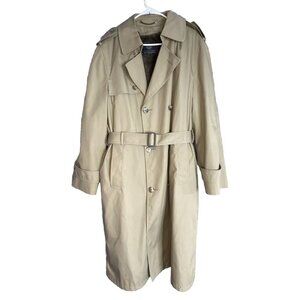 Vtg Andhurst Trench Coat Mens 42R Khaki Borg Zip Out Faux Fur Pile Lining USA